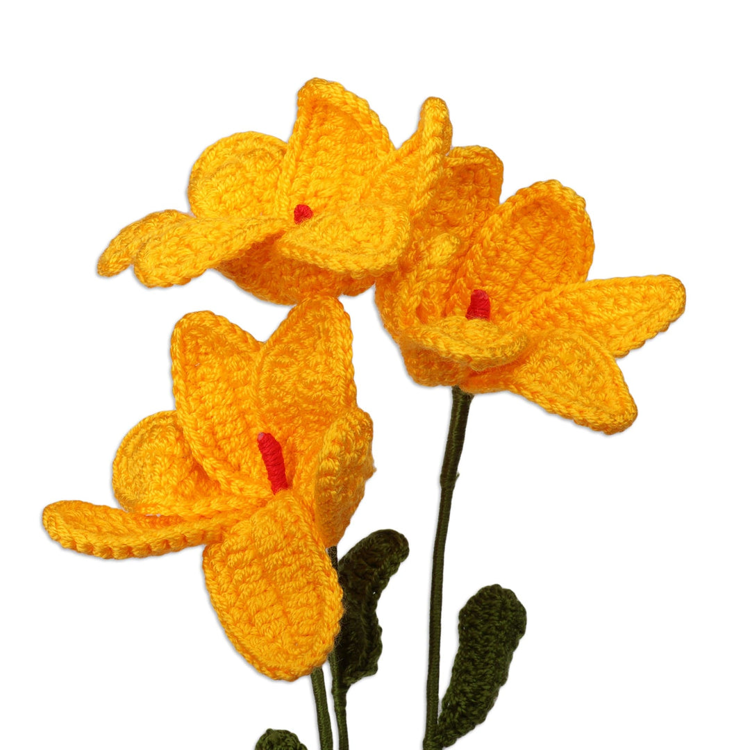 Spring-Themed Crocheted 3-Piece Yellow Lily Home Accent Set - Yellow Lily Spring