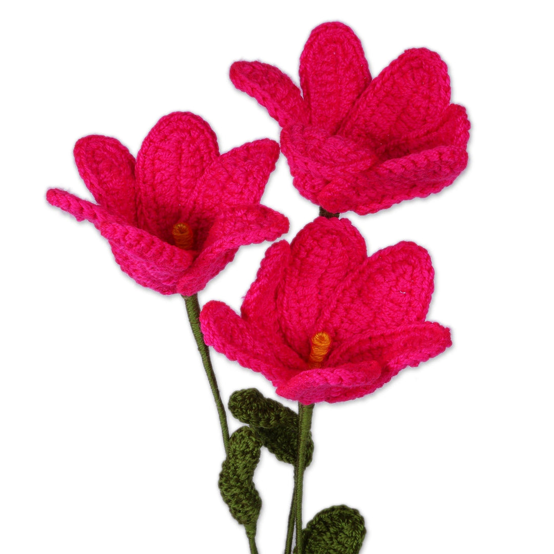 Artisan-Made Crocheted 3-Piece Pink Lily Home Accent Set - Pink Lily Spring