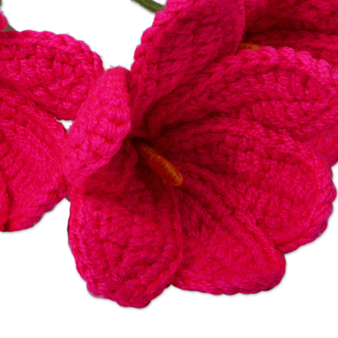 Artisan-Made Crocheted 3-Piece Pink Lily Home Accent Set - Pink Lily Spring
