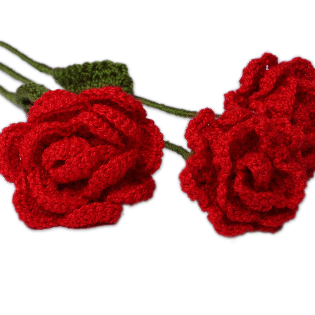 Armenian-Made Crocheted 3-Piece Red Rose Home Accent Set - Red Rose Spring