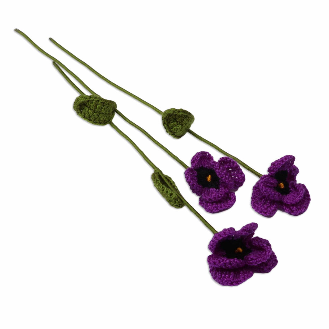3-Piece Purple Pansy Home Accent Set Handmade in Armenia - Purple Pansy Spring