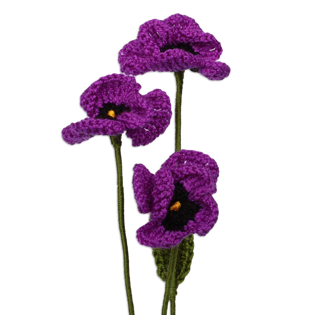 3-Piece Purple Pansy Home Accent Set Handmade in Armenia - Purple Pansy Spring