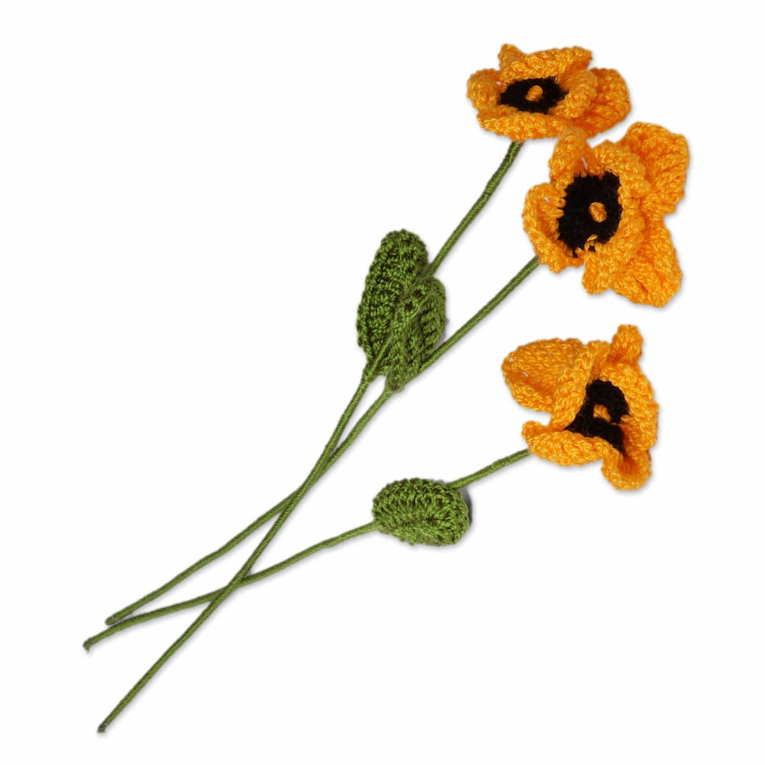Handcrafted Crocheted 3-Piece Yellow Pansy Home Accent Set - Yellow Pansy Spring