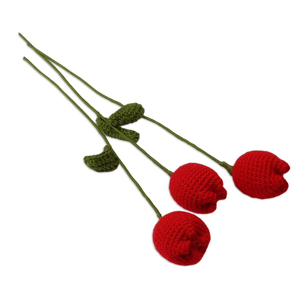 Crocheted 3-Piece Red Tulip Home Accent Set Made in Armenia - Tulip Spring