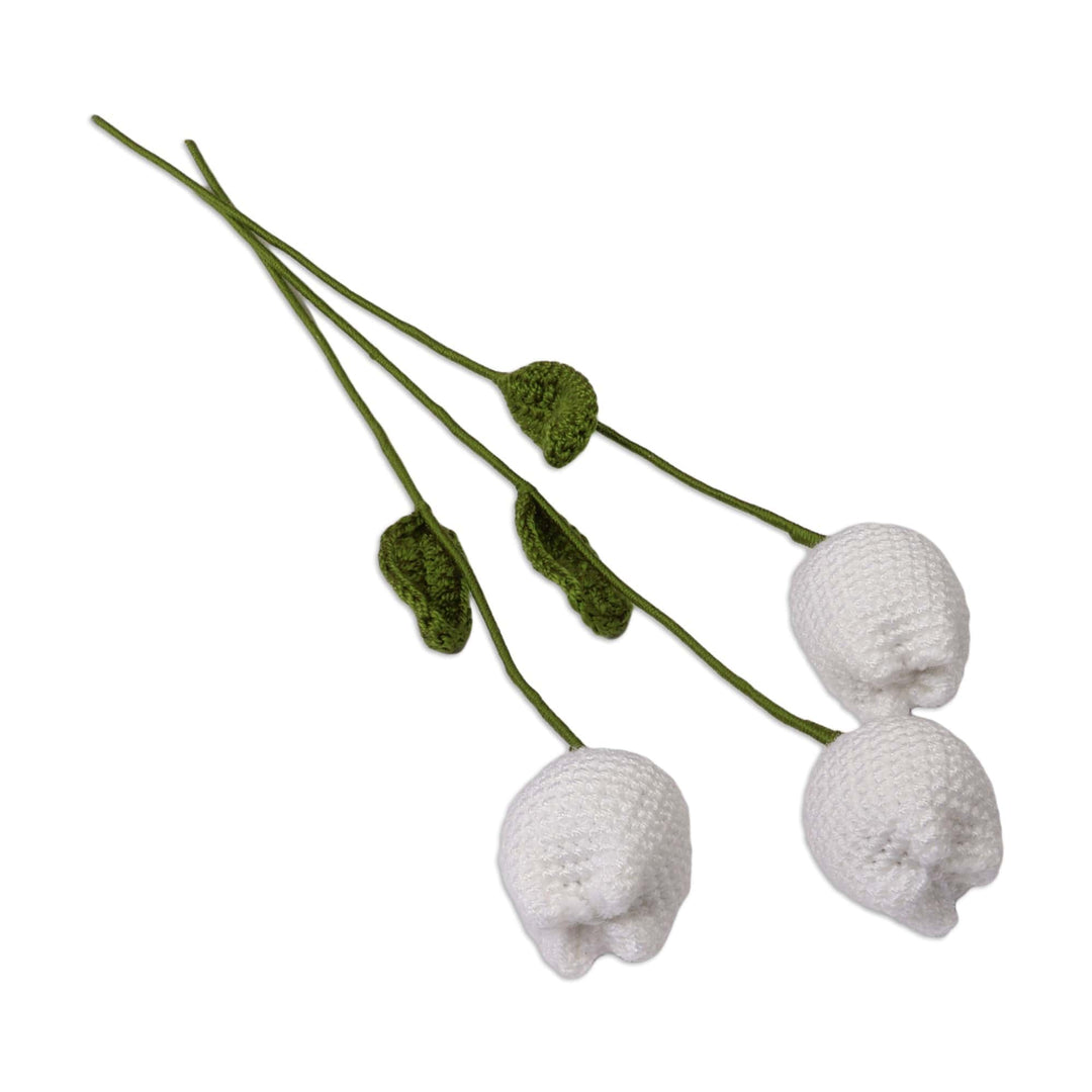 Knit 3-Piece White Tulip Home Accent Set Crafted in Armenia - White Tulip Spring