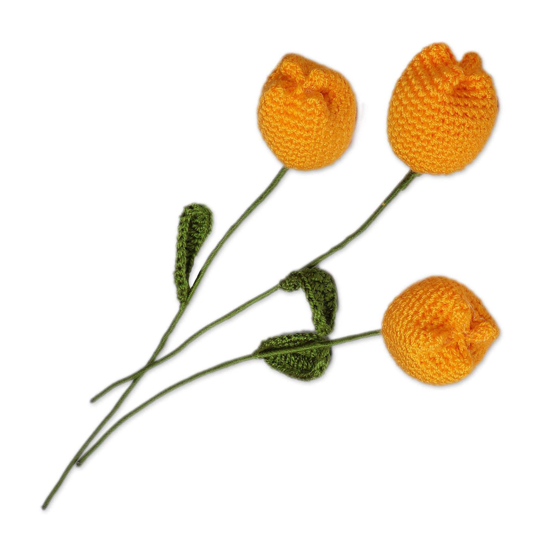 Fair Trade Crocheted 3-Piece Yellow Tulip Home Accent Set - Yellow Tulip Spring