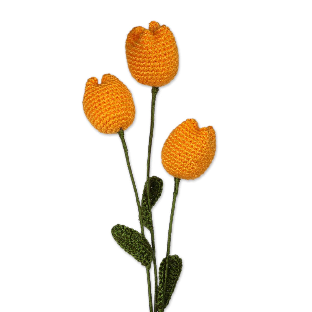 Fair Trade Crocheted 3-Piece Yellow Tulip Home Accent Set - Yellow Tulip Spring