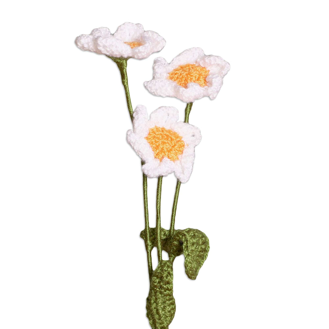 Spring-Themed Set of 3 Crocheted White Daisy Home Accents - White Daisy Spring