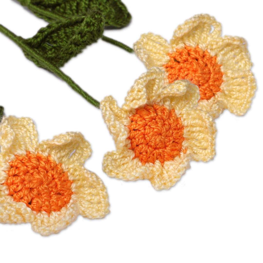 Set of 3 Spring-Themed Crocheted Yellow Daisy Home Accents - Daisy Spring