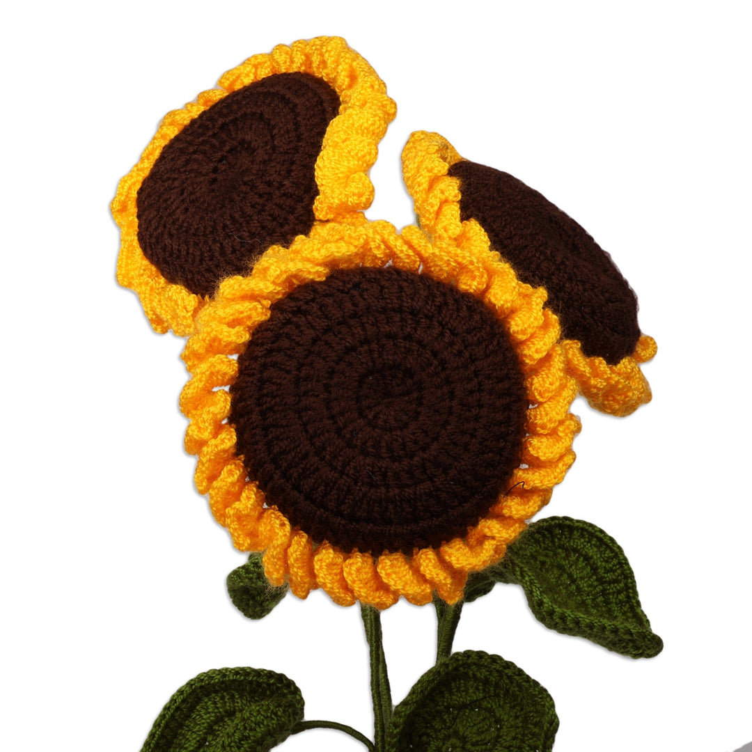 Sunflower-Themed 3-Piece Home Accent Set Knit in Armenia - New Sunflower Nature