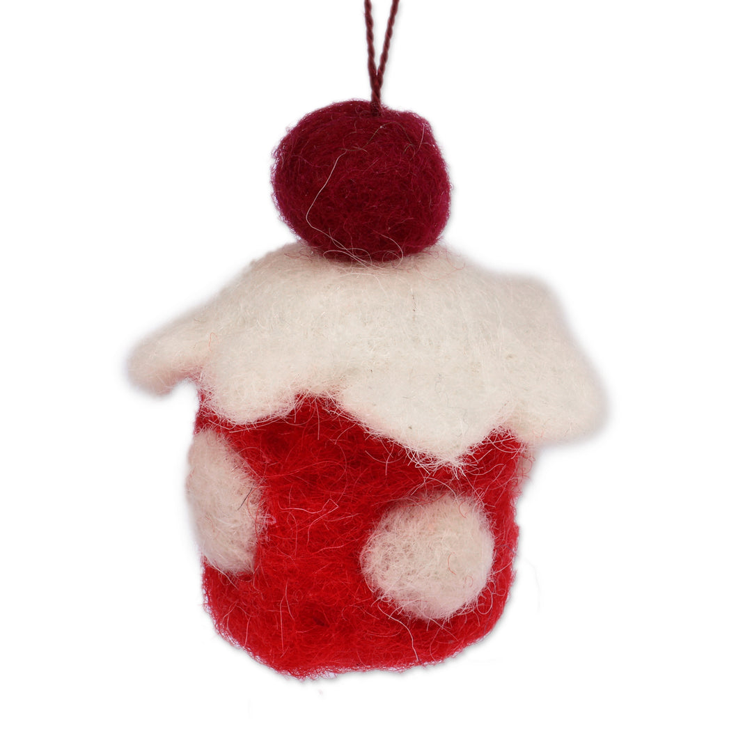 Artisan-Made Cupcake-Shaped 3-Piece Wool Felt Ornament Set - Cupcake Colors