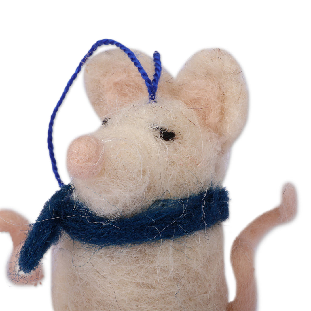 Armenian-Made Mouse-Shaped 3-Piece Wool Felt Ornament Set - Mouse Colors