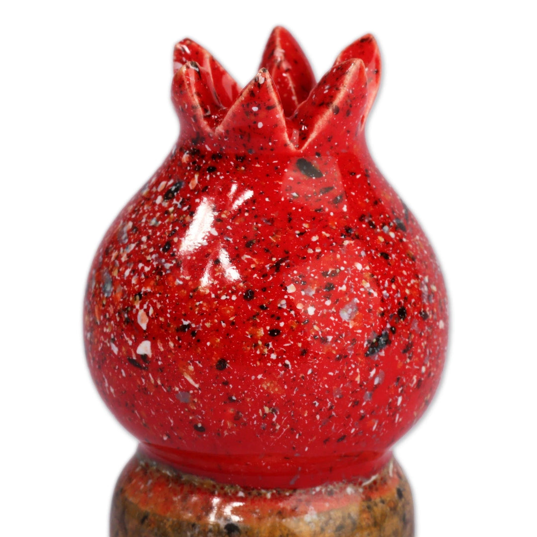 Fair Trade Glazed Pomegranate-Shaped Ceramic Bottle Stopper - Pomegranate Essential