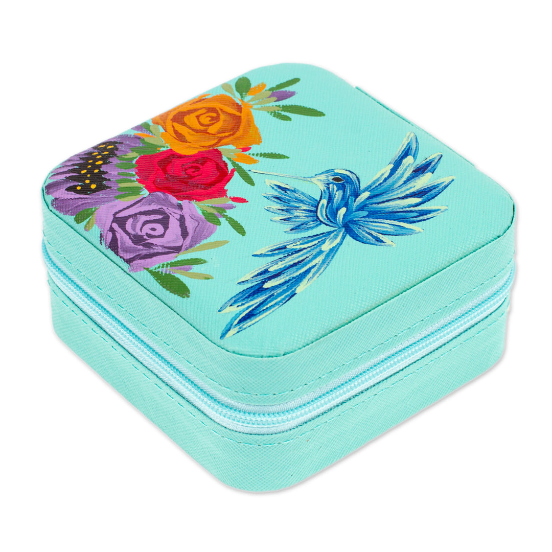 Floral Hand-Painted Mint Green Faux Leather Jewelry Box - Mint Paradise