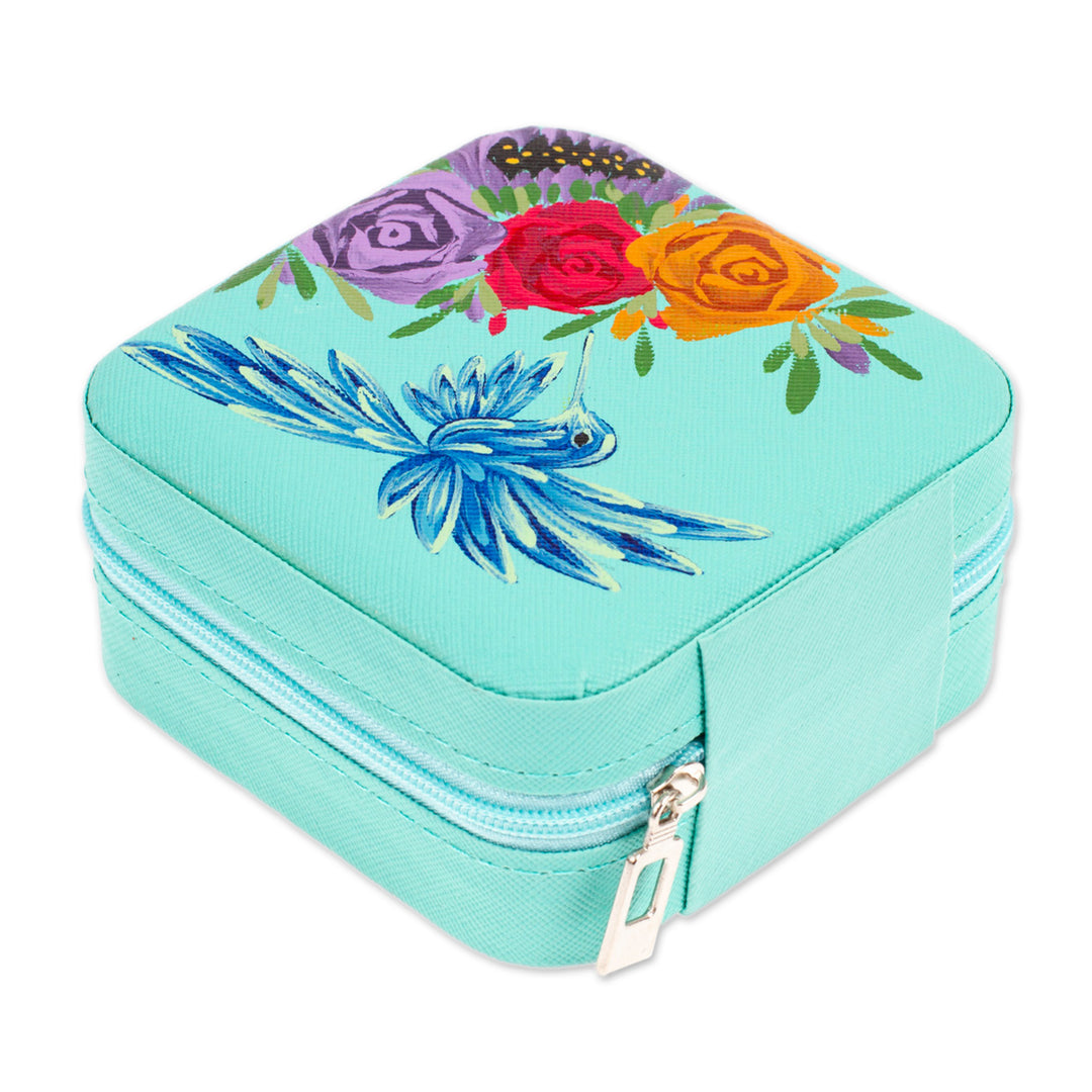 Floral Hand-Painted Mint Green Faux Leather Jewelry Box - Mint Paradise