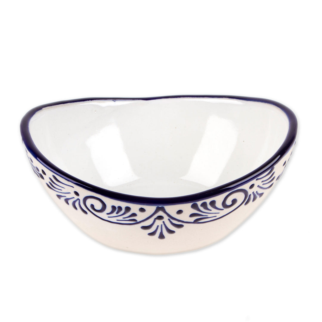 Vine-Patterned Small-Sized Talavera Ceramic Dessert Bowl - Blue Lineage