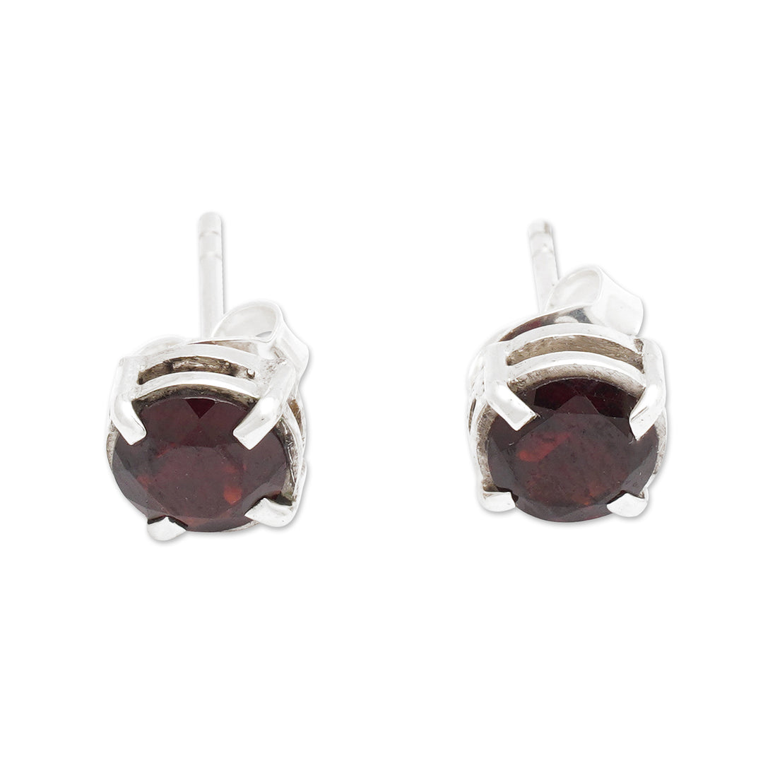 Natural 2-Carat Faceted Garnet Stud Earrings Made in Bali - Secret Fire