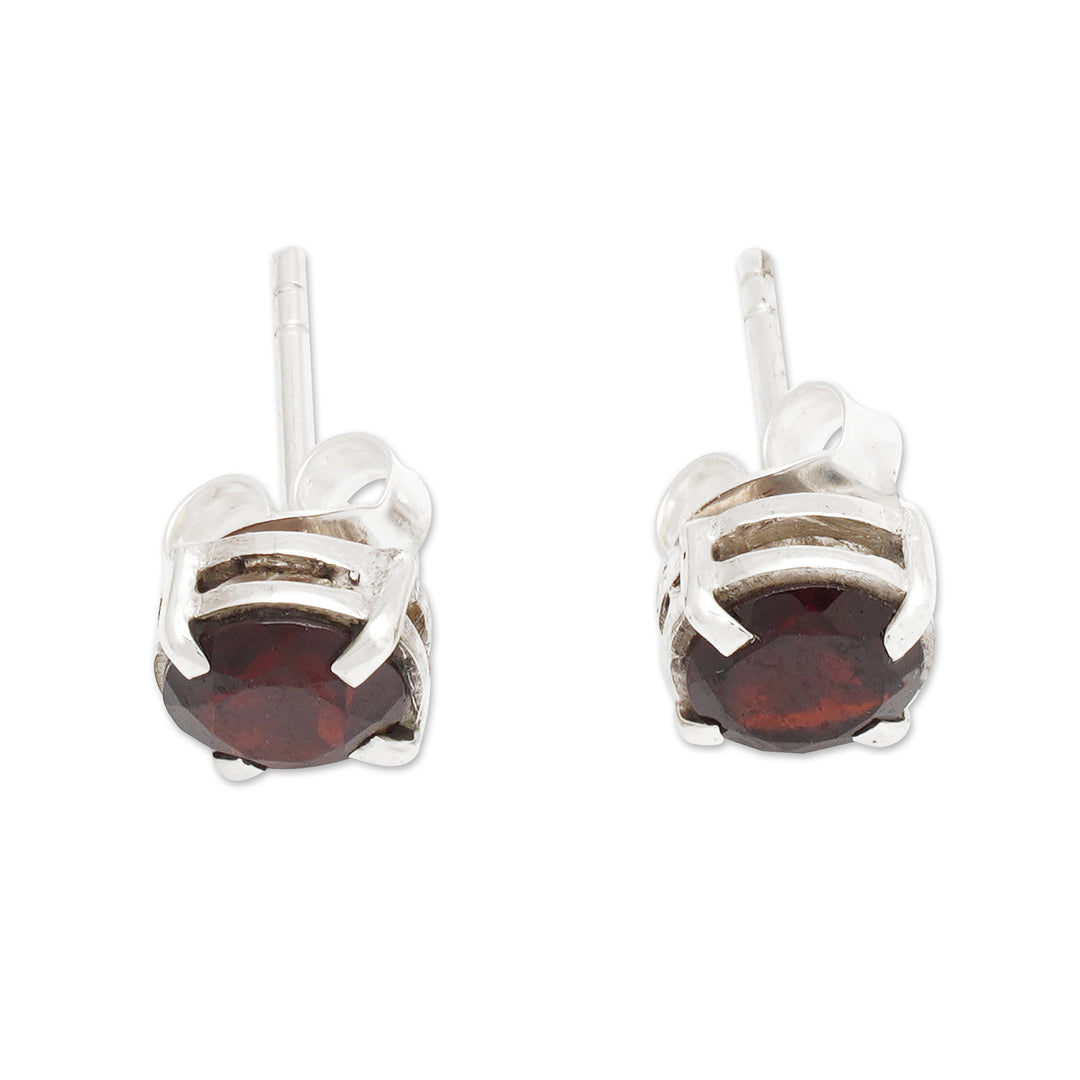 Natural 2-Carat Faceted Garnet Stud Earrings Made in Bali - Secret Fire