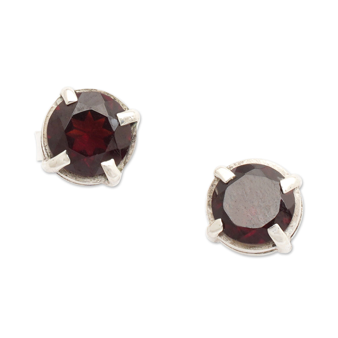 Natural 2-Carat Faceted Garnet Stud Earrings Made in Bali - Secret Fire