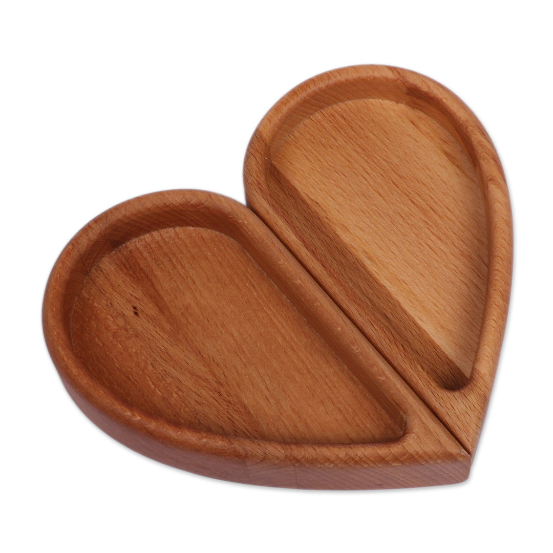 Romantic-Themed Set of 2 Half-Heart Shaped Wood Snack Plates - Romantic Taste
