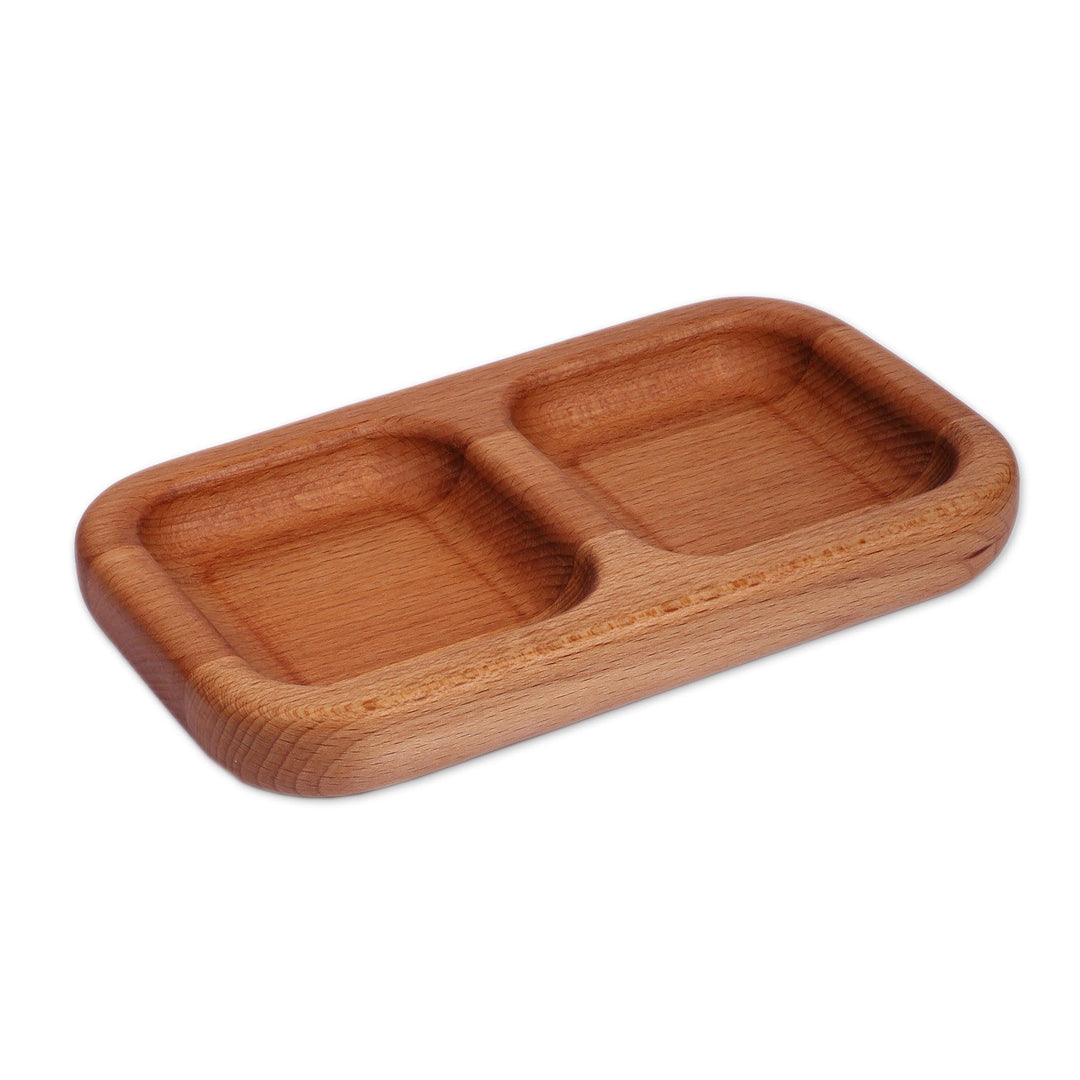 Minimalist-Inspired Beech Wood Appetizer Plate from Armenia - Tasty Duo
