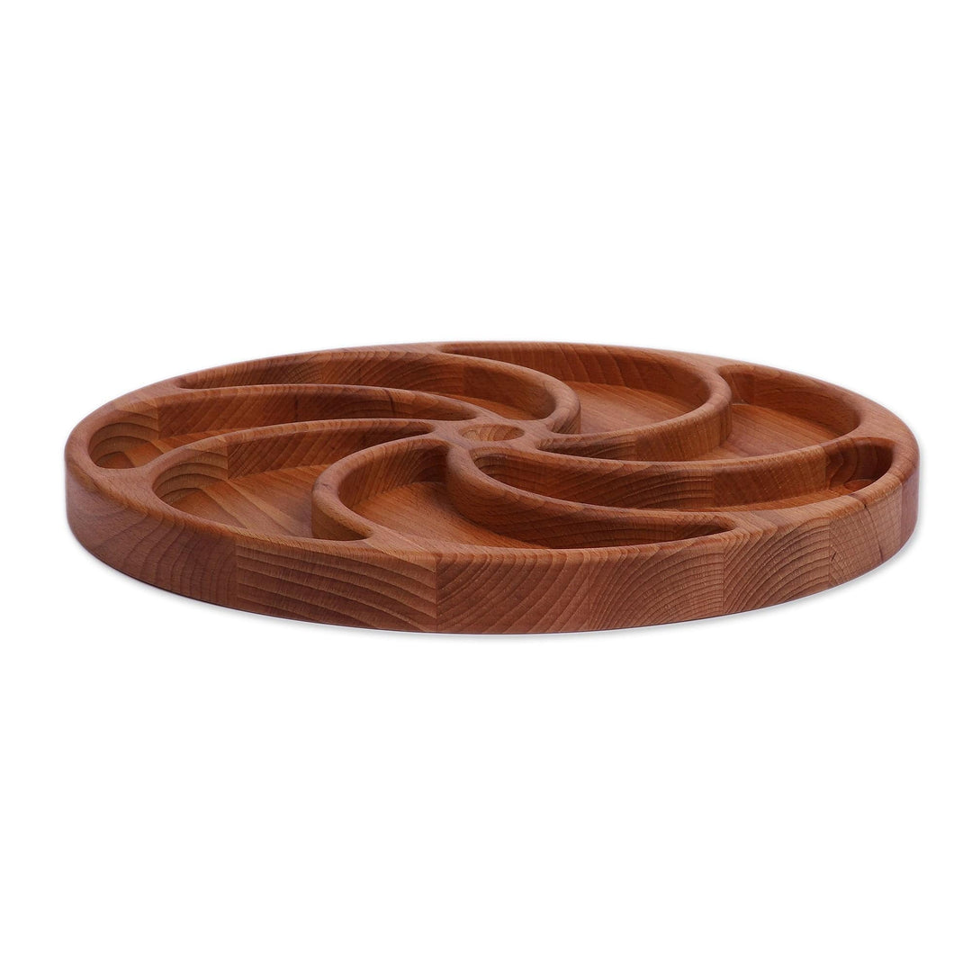 Armenian-Made Hand-Carved Round Beech Wood Appetizer Plate - Tasty Whirl
