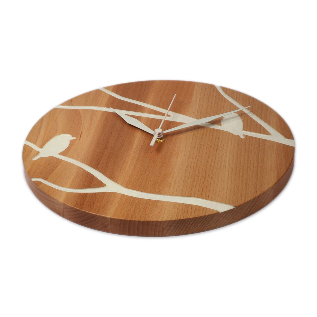 Sylvan-Themed Minimalist Round Beech Wood Clock Wall Accent - Sylvan Hours