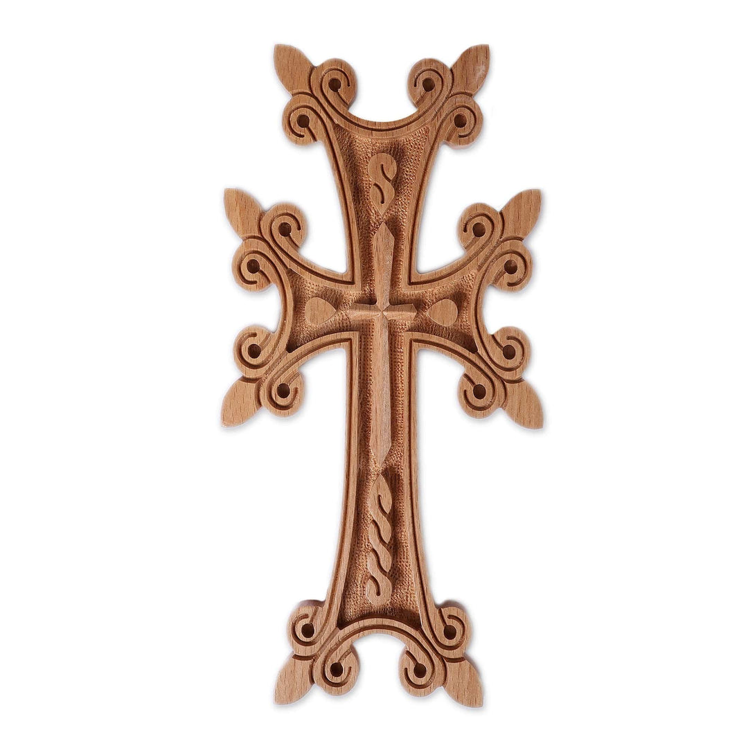 Armenian-Made Hand-Carved Large-Sized Beech Wood Cross - Sacred Sense