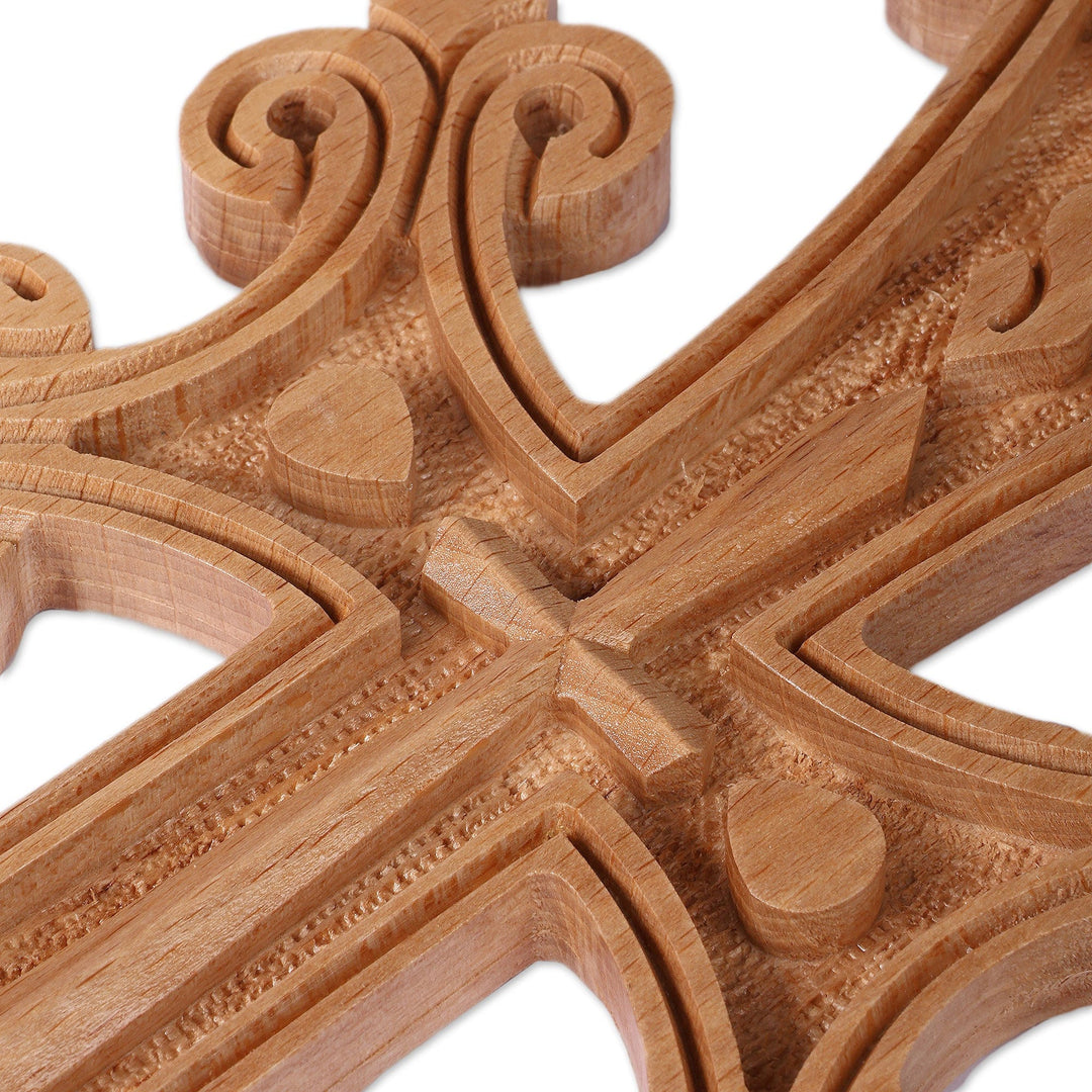 Armenian-Made Hand-Carved Large-Sized Beech Wood Cross - Sacred Sense