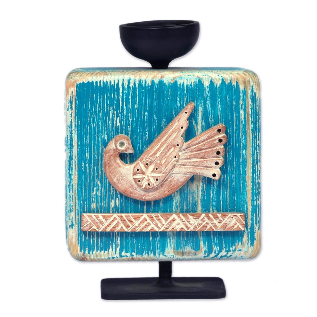 Blue Bird Beechwood Candleholder in a Distressed Finish - Bird Light