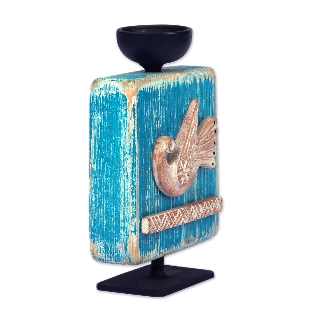 Blue Bird Beechwood Candleholder in a Distressed Finish - Bird Light