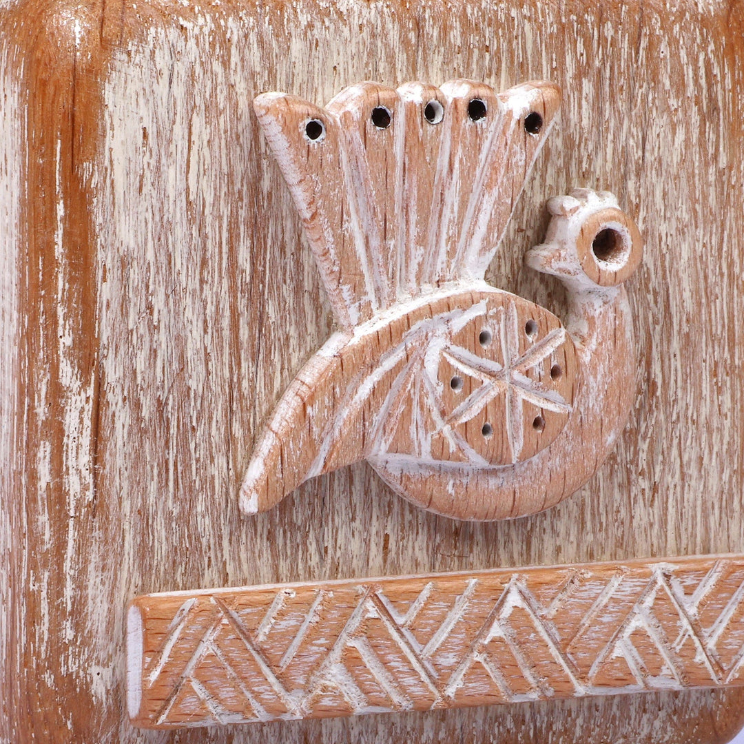 Distressed Beechwood and Iron Armenian Bird Candleholder - Feathered Illumination