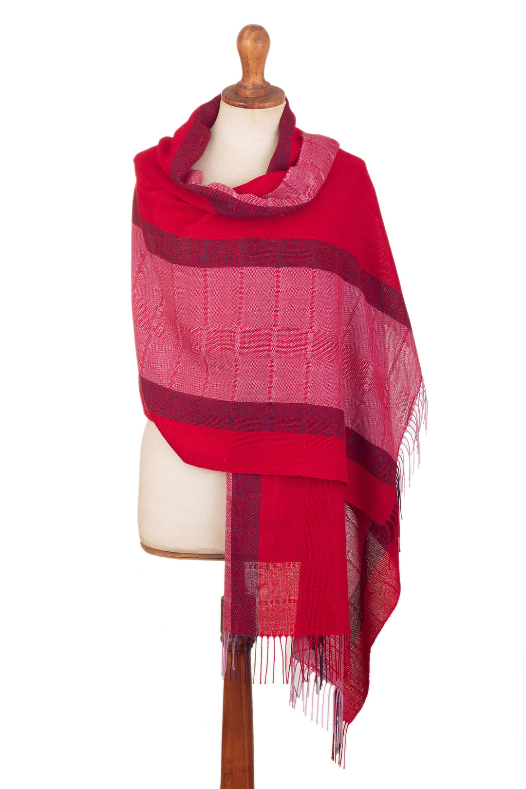 Soft 100% Baby Alpaca Shawl Handwoven in Pink and Fuchsia - Life in Rose