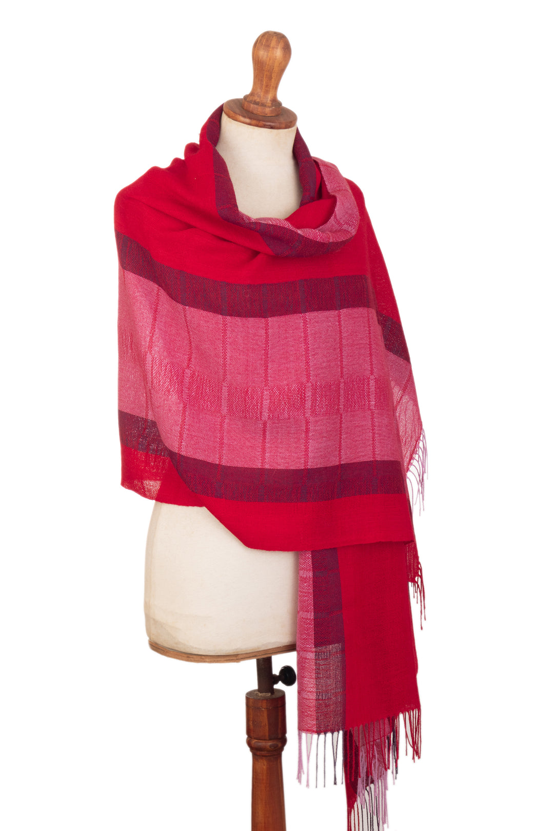 Soft 100% Baby Alpaca Shawl Handwoven in Pink and Fuchsia - Life in Rose