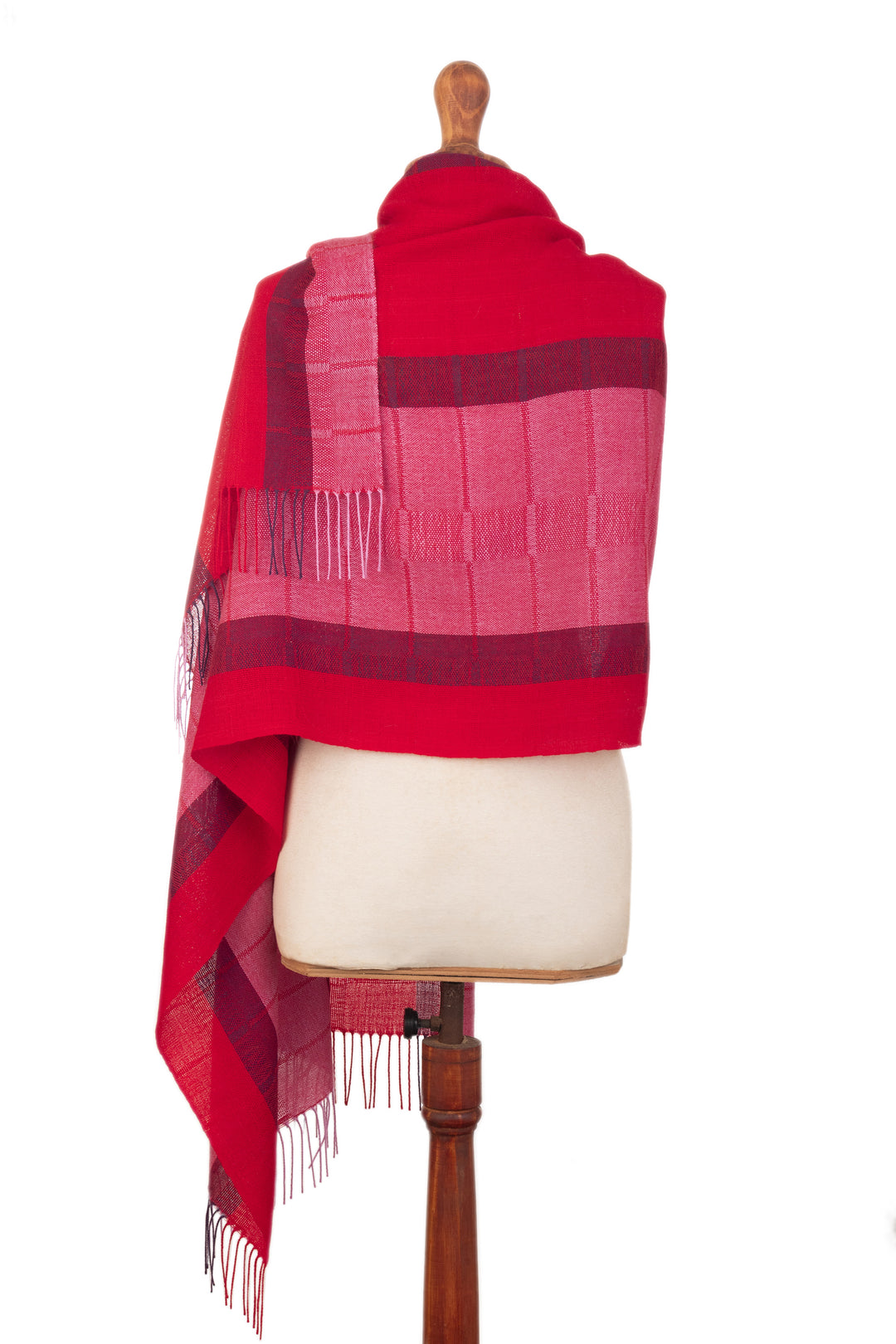 Soft 100% Baby Alpaca Shawl Handwoven in Pink and Fuchsia - Life in Rose