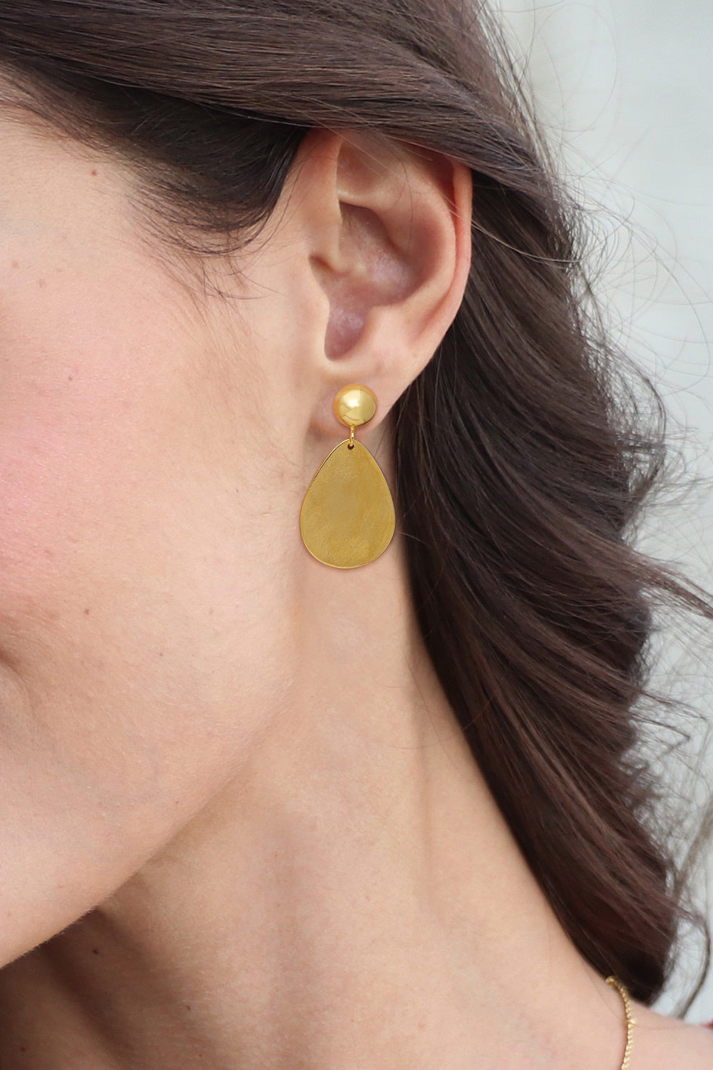 Pear-Shaped 18k Gold-Plated Brass Dangle Earrings from Bali - Golden Reflection