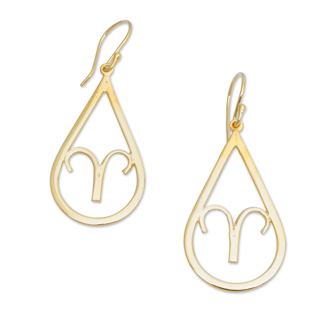 High-Polished Taurus-Themed 18k Gold-Plated Dangle Earrings - Taurus Glory