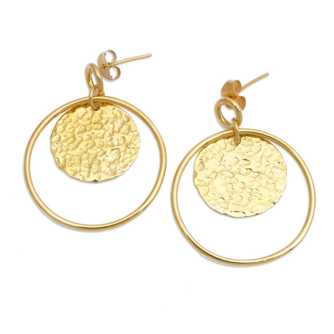 Semi-Abstract Polished and Hammered 18k Gold-Plated Earrings - Victorious Earth