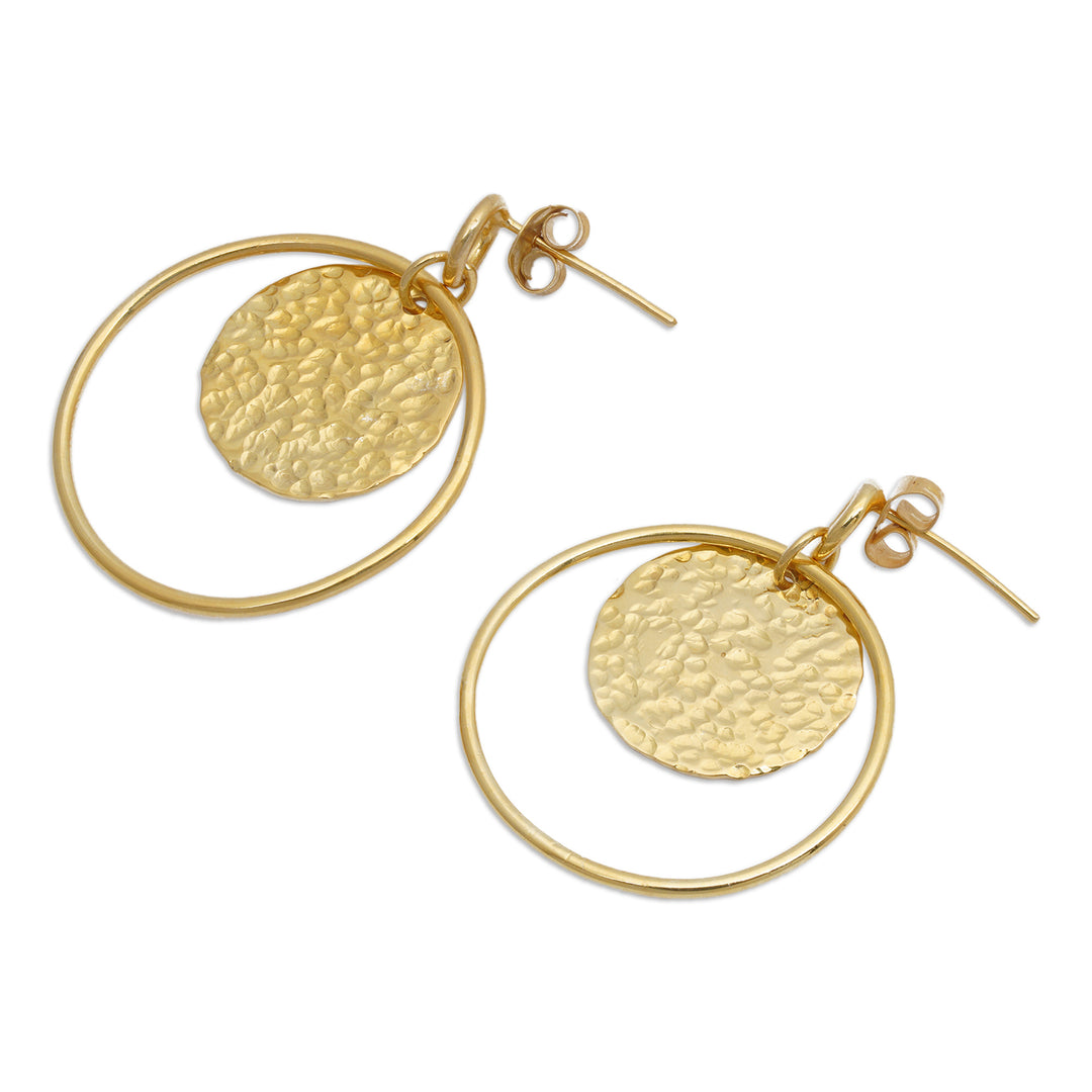 Semi-Abstract Polished and Hammered 18k Gold-Plated Earrings - Victorious Earth
