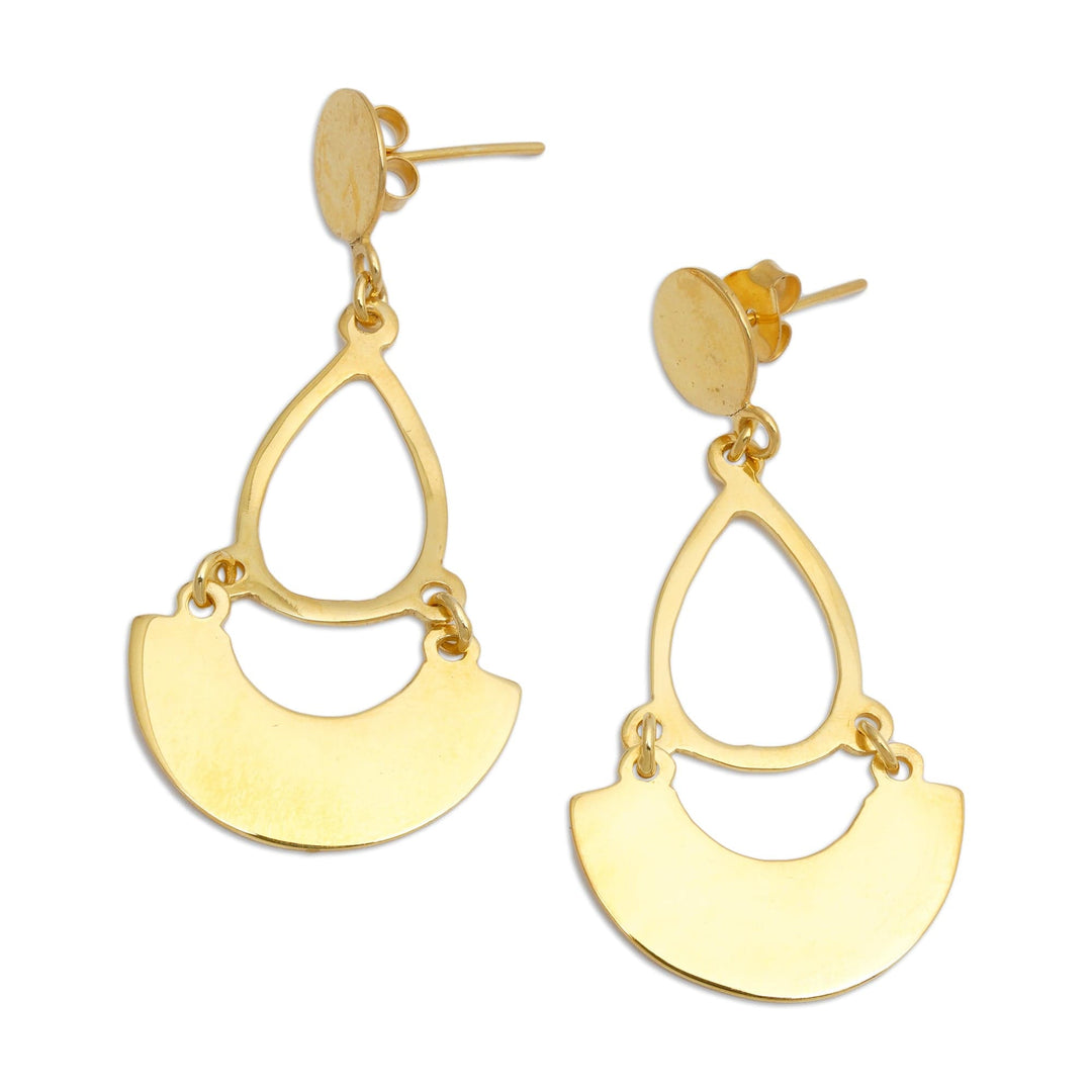 Fair Trade 18k Gold-Plated Dangle Earrings Crafted in Bali - Swinging Reflection