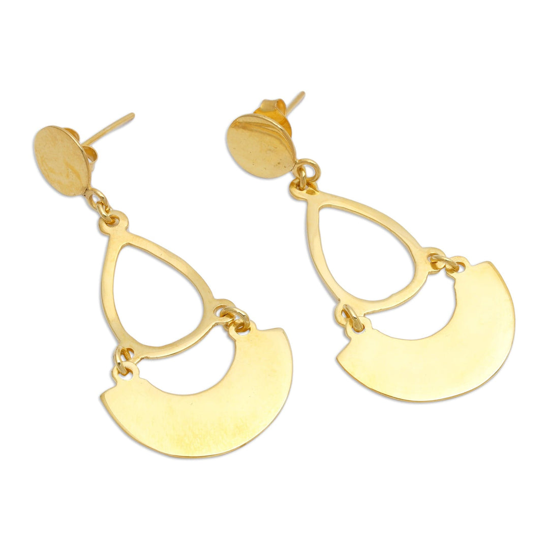 Fair Trade 18k Gold-Plated Dangle Earrings Crafted in Bali - Swinging Reflection