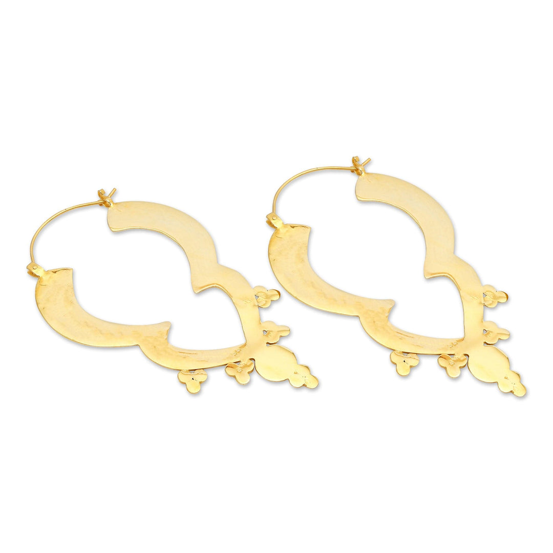 Balinese Handmade Polished 18k Gold-Plated Hoop Earrings - Balinese Puissance