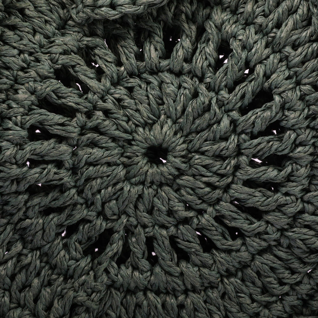 Knit Macrame Round Green Sling Bag with Wood Button Closure - Forest Cycle