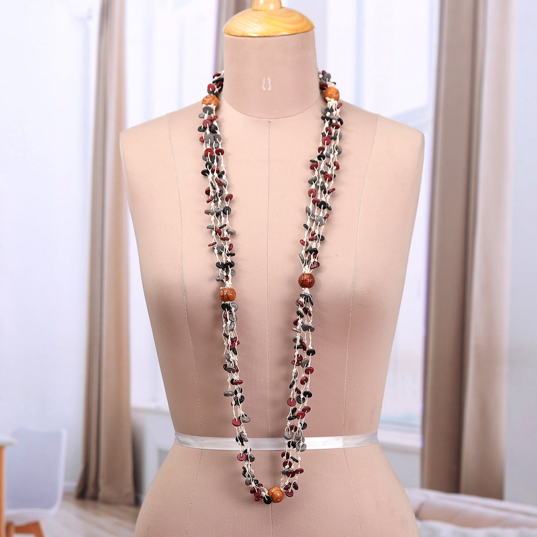 Fair Trade Dark and Red-Toned Wood Beaded Strand Necklace - Beats of Puissance