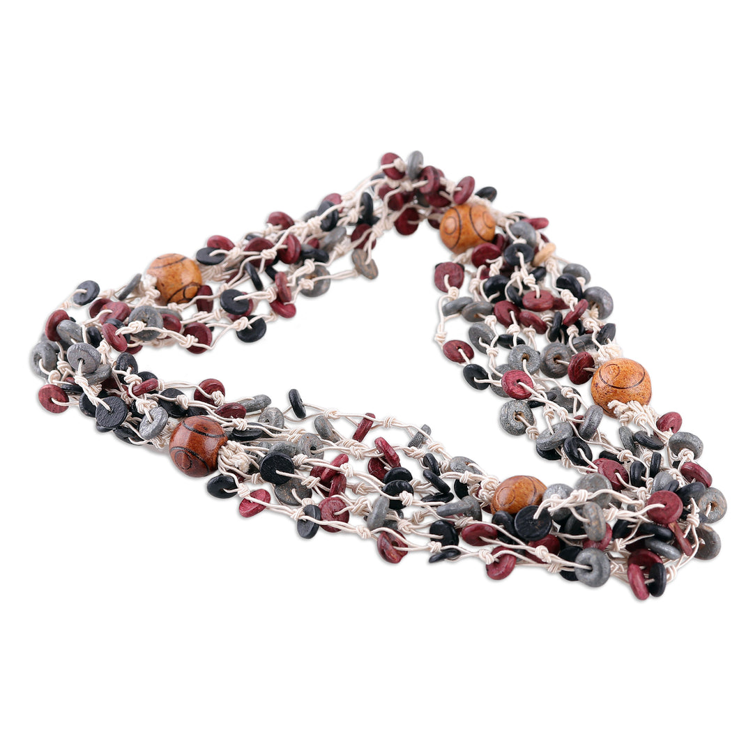 Fair Trade Dark and Red-Toned Wood Beaded Strand Necklace - Beats of Puissance