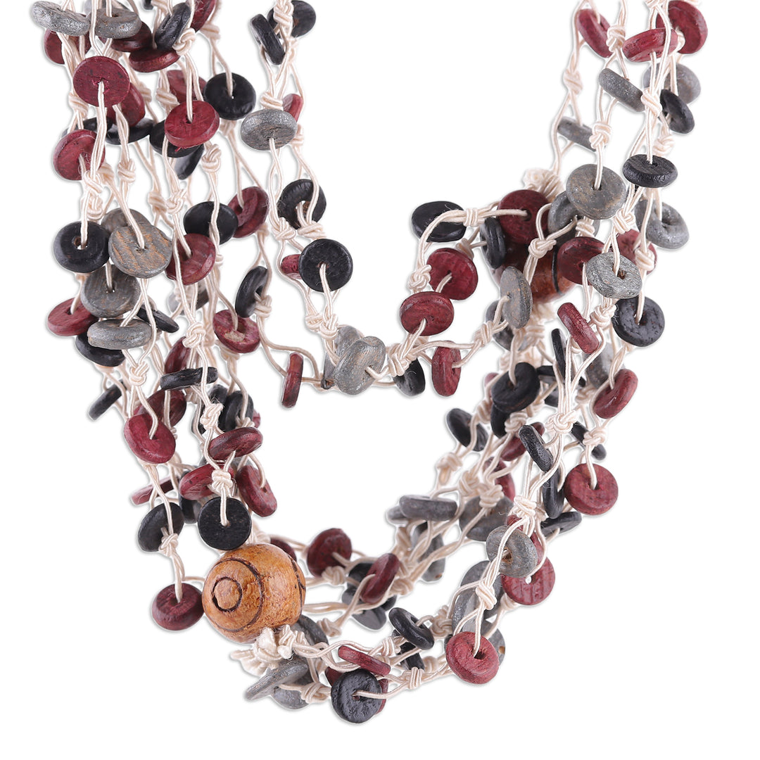 Fair Trade Dark and Red-Toned Wood Beaded Strand Necklace - Beats of Puissance
