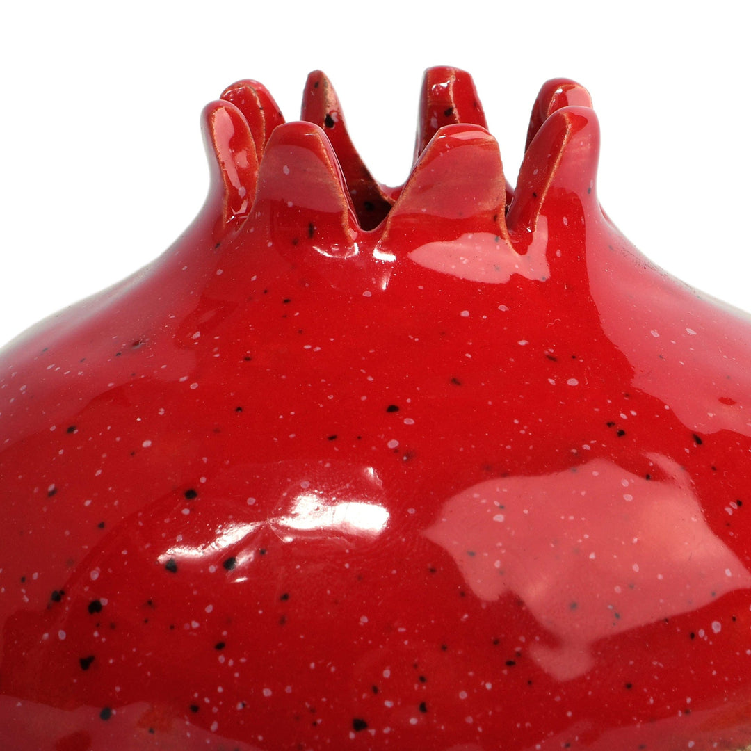 Armenian-Made Glazed Red and Brown Pomegranate Ceramic Vase - Immortal Pomegranate