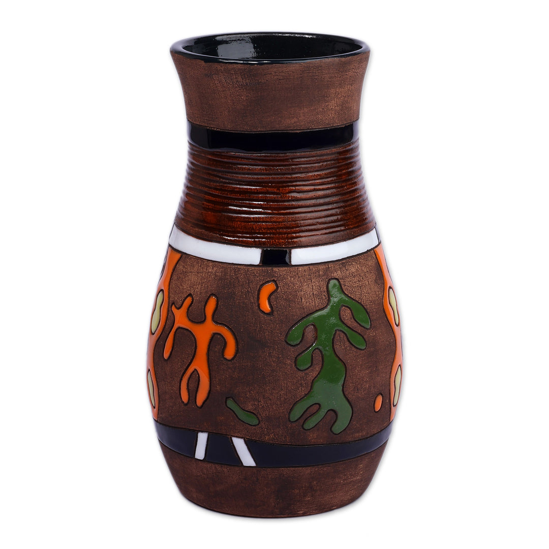 Glazed Petroglyph-Inspired Painted Ceramic Vase from Armenia - Premier Age