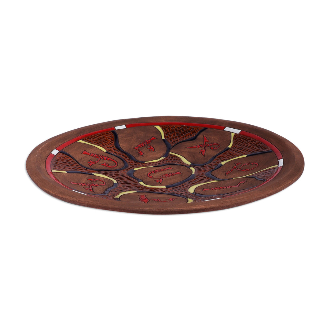 Folk Art Armenian Alphabet-Themed Ceramic Decorative Plate - Armenian Letters