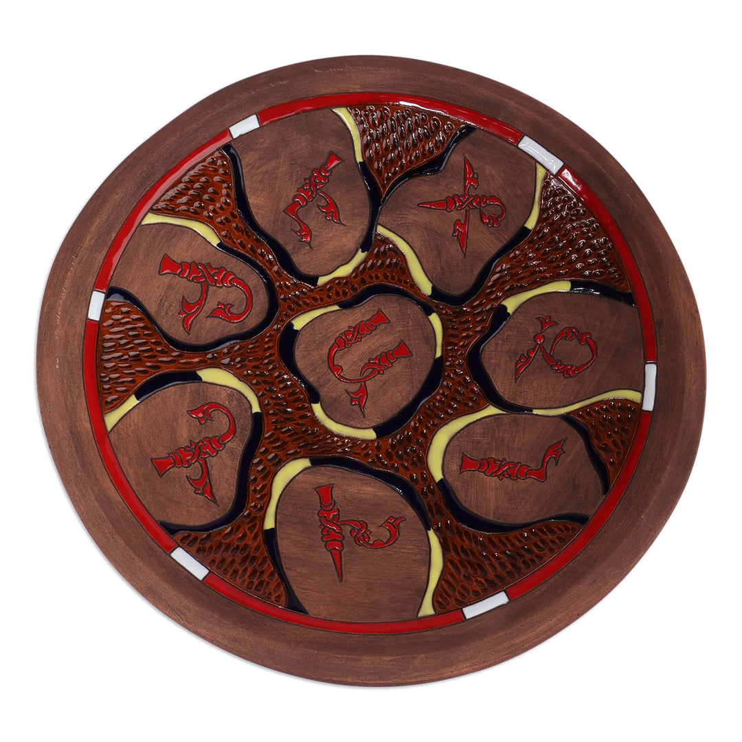 Folk Art Armenian Alphabet-Themed Ceramic Decorative Plate - Armenian Letters